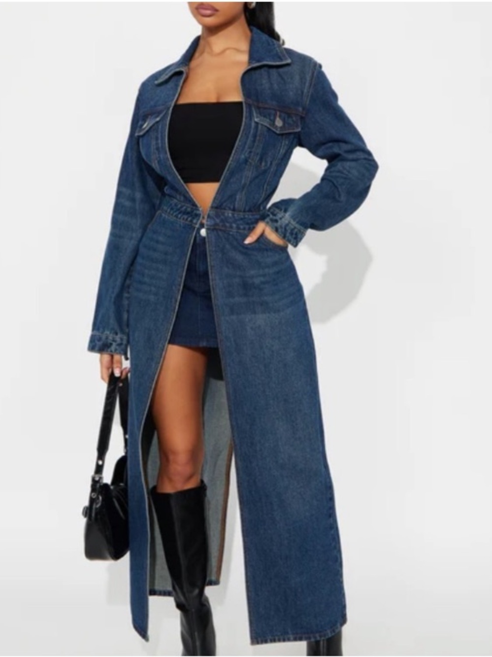 FASHION NOVA DENIM TRENCH COAT